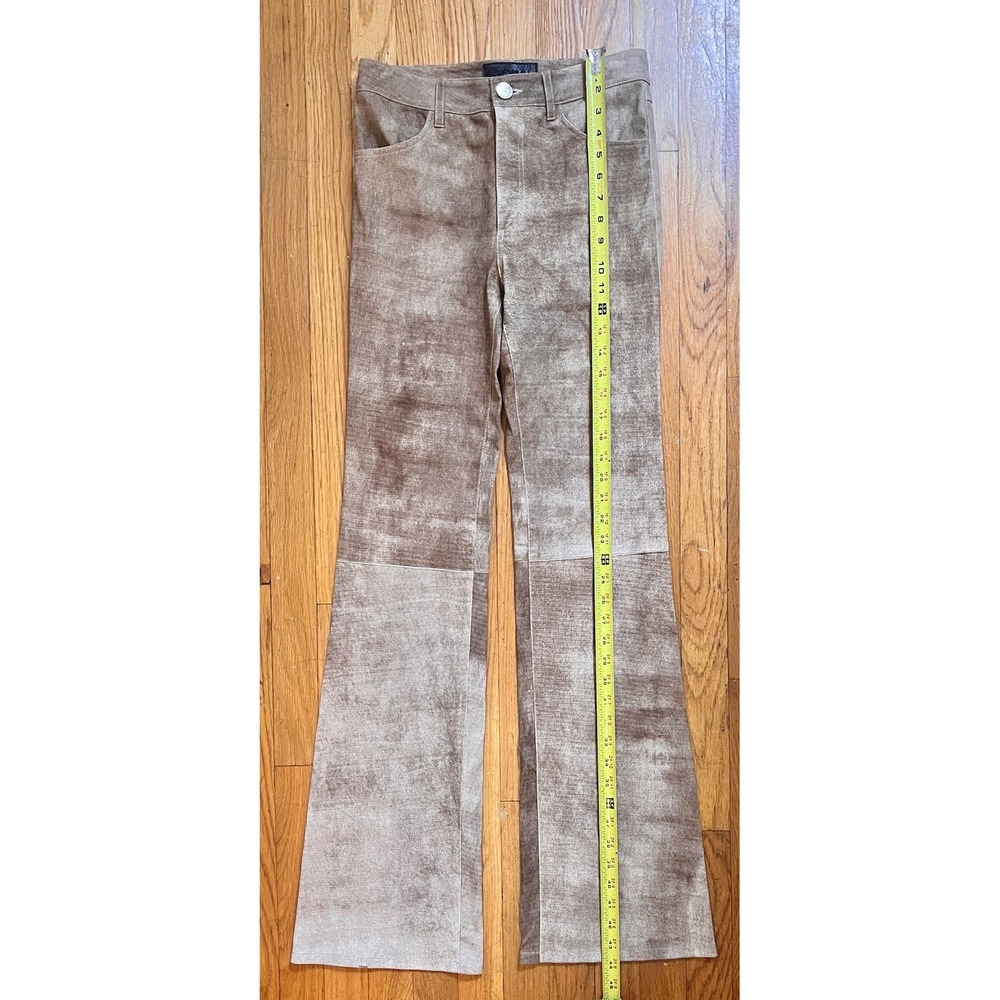 SPRWMN $1200 Genuine Leather Stretch Suede Boot Cut Tan Brown Ombré Pants Small - Picture 3 of 8